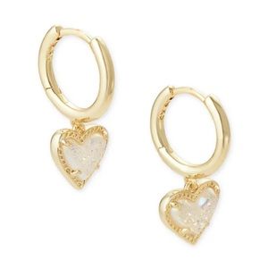 Earrings Kendra Scott Ari Heart Huggie Gold Tone Druzy Hoops